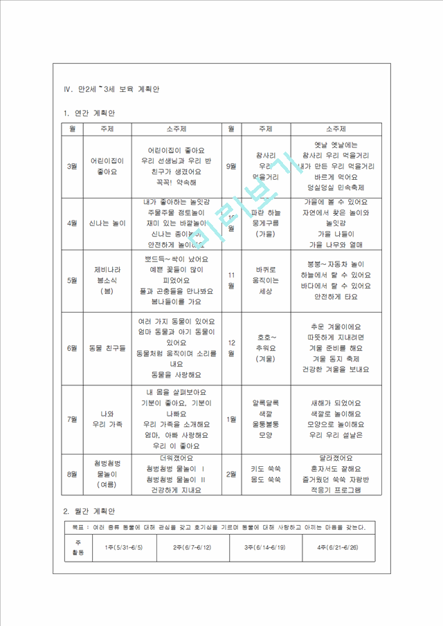 [방통대 유아교육과 3학년 교과교육론 B형] 표준보육과정(사회관계, 의사소통, 신체운동, 예술경험, 자연탐구, 기본생활 영역)에 의한 만2세～3세 보육 계획안을 작성하시오_5091511.hwp